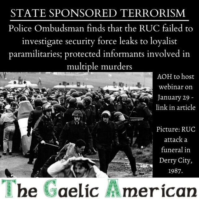 Picture RUC attack an IRA funeral in Derry City, 1987. The Irish tricolor was illegal in the North at the time.